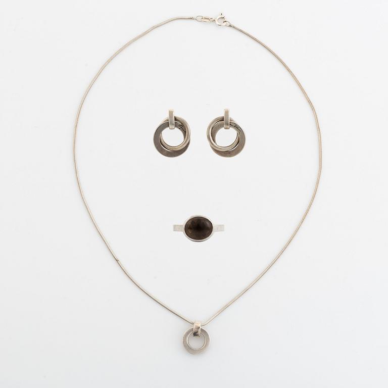 Eva Attling, earrings, necklace and ring, silver.