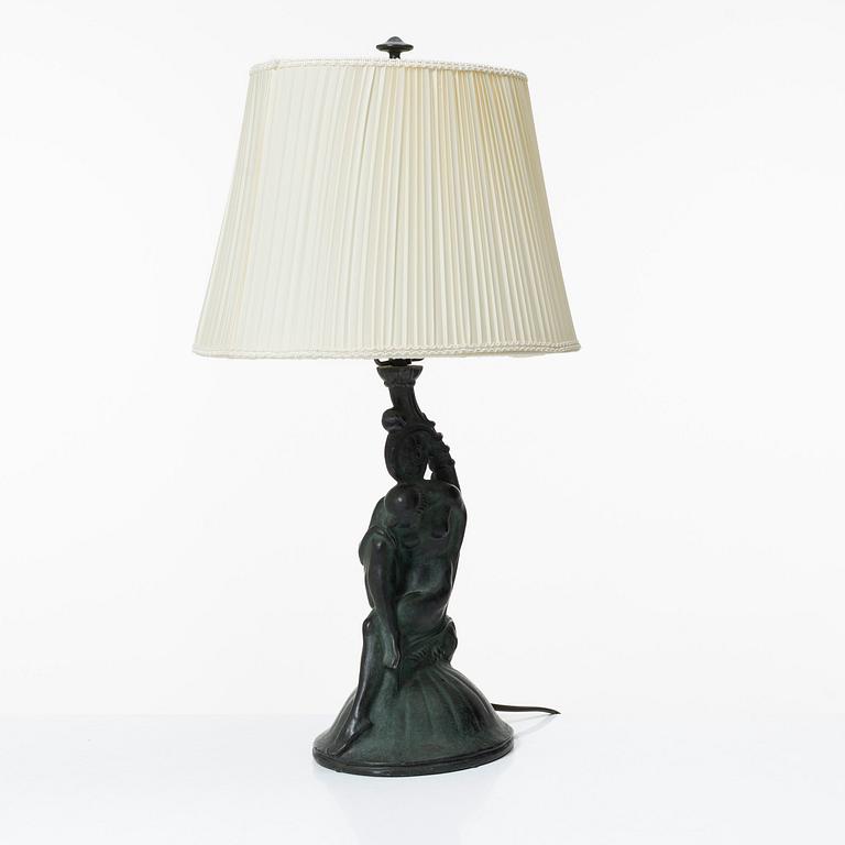 Carl Fagerberg, a ronze table lamp, Sweden, signed, presumably 1920's.