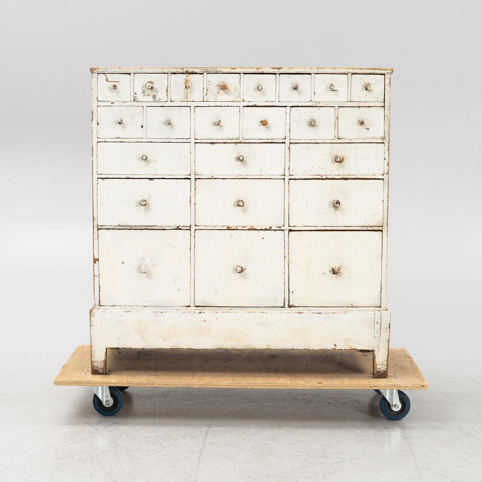 A painted chest of drawers, 20th Century.