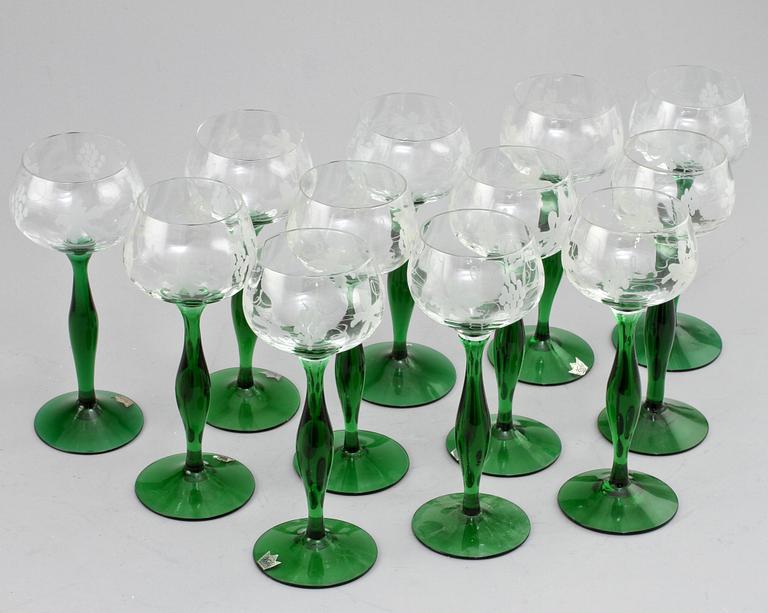 VITVINSGLAS, 12 st, Kosta, 1900-talets fjärde kvartal.