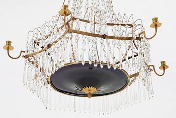 A late Gustavian early 19th century seven-light chandelier.