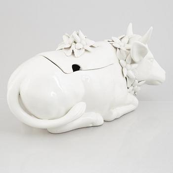 Soppterrin med lock, flintgods, Italien, 1900-talets andra hälft.