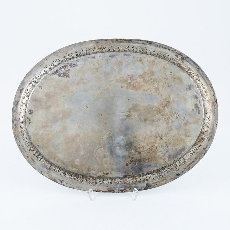 A silver tray, pseudo marks, possibly Hanau, late 19th century.