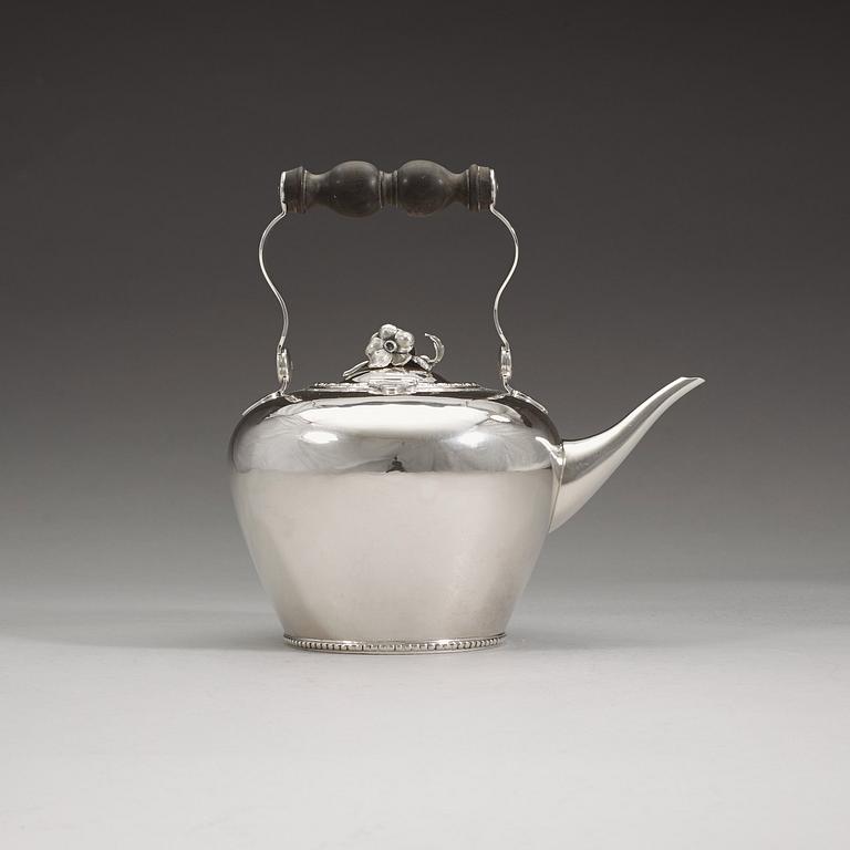 A Swedish 18th century silver tea-pot and stand, marks of Pehr Zethelius, Stockholm 1782.