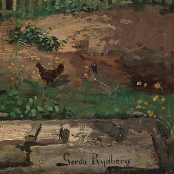 Gerda Tirén, Girl Feeding Chickens.