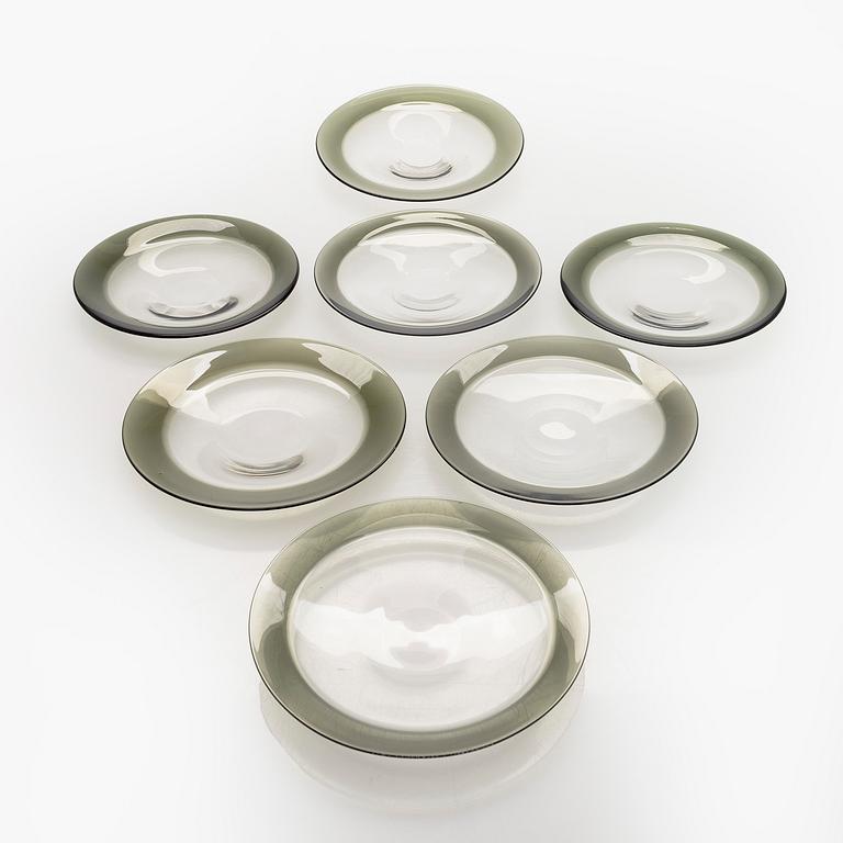 Timo Sarpaneva, lautasia, 6 kpl, "Pantareuna", signeerattu Timo Sarpaneva Iittala -57.