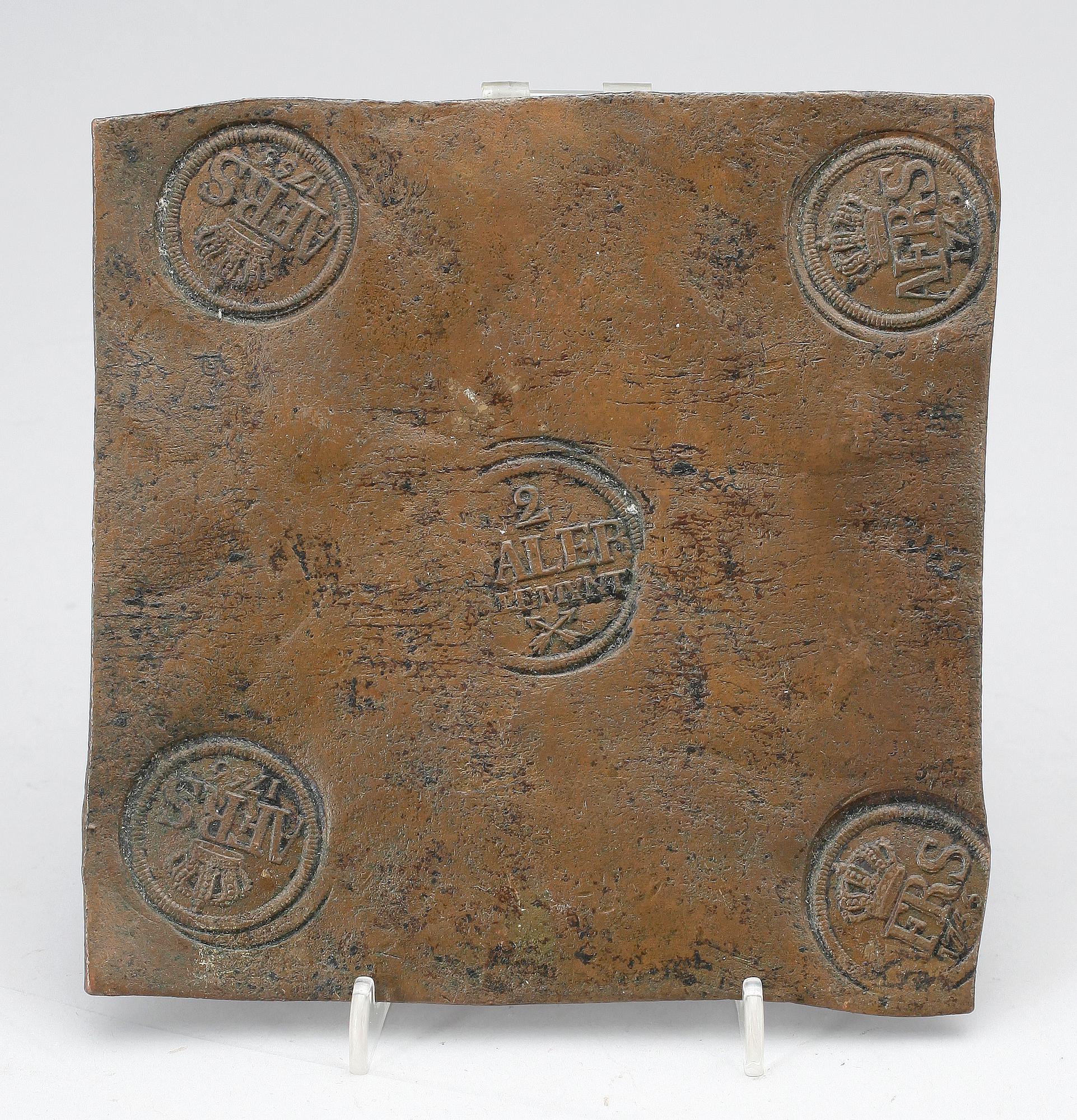 PLÅTMYNT, koppar, 2 daler silvermynt, Adolf Fredrik av Sverige, 1756.