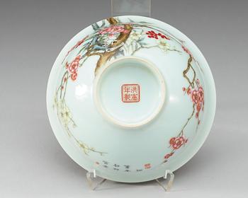 A Chinese famille rose bowl, 20th Century, with Hongxian four character red mark.
