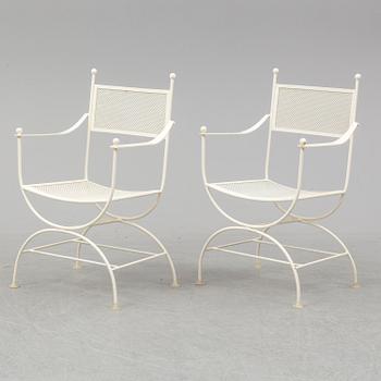 A set of six 20th century painted metal garden/patio chairs.