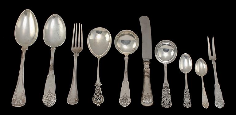 PARTI BESTICK, 34 st, silver, 1900-tal. Vikt 960 g.