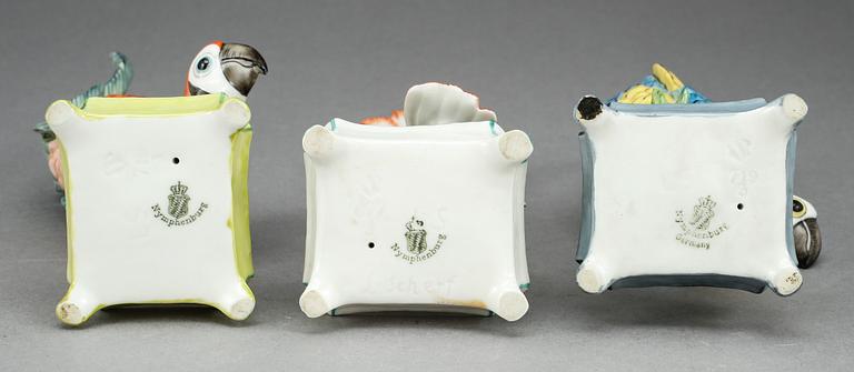 FIGURINER, porslin, 3 st, Nymphenburg, 1900-tal.
