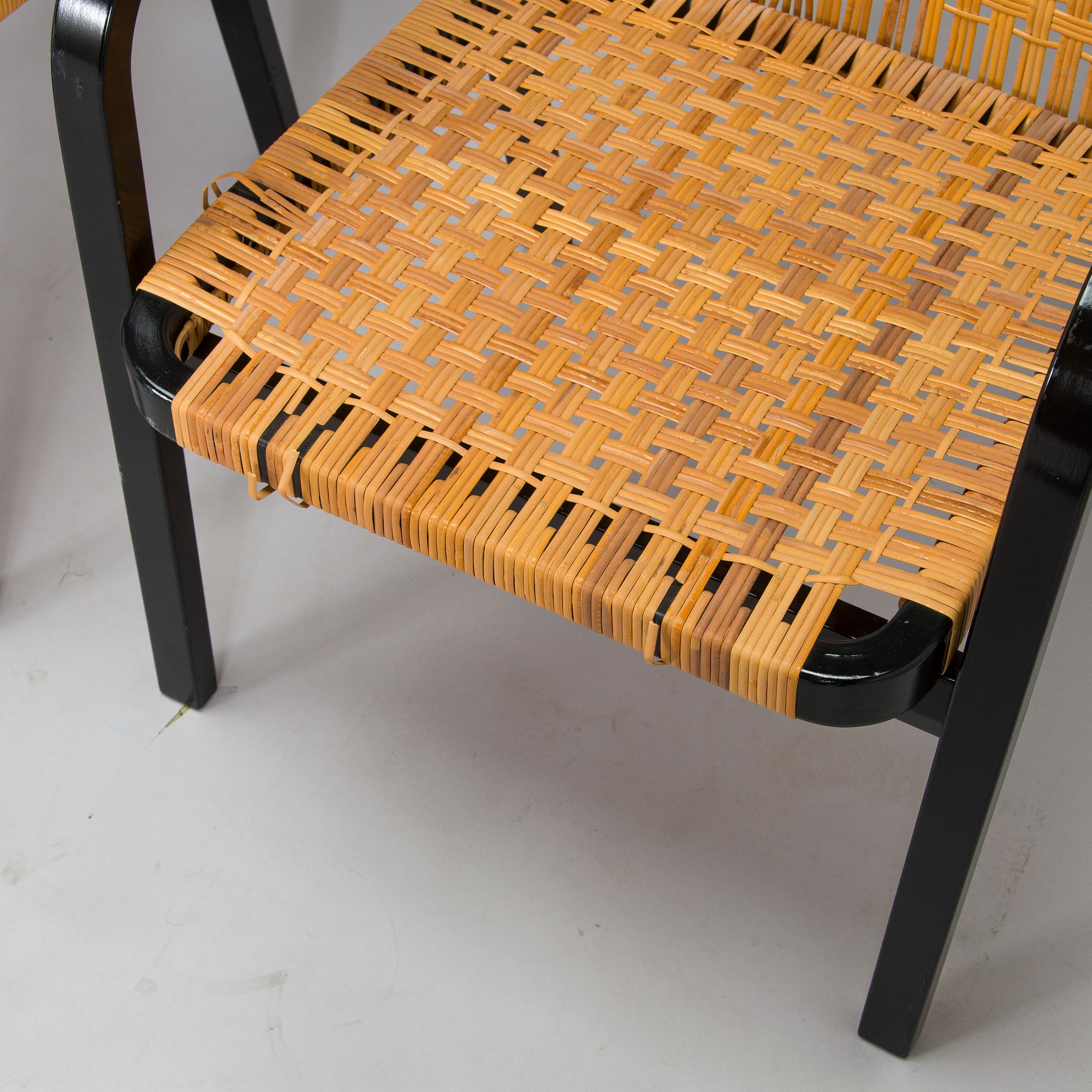 Alvar Aalto, karmstolar, 6 st, modell 45, för Artek 1970-tal.