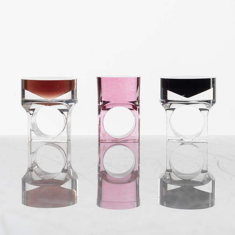 Siv Lagerström, three acrylic plastic rings, 1970s.