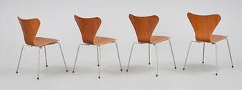 STOLAR, 4 st, "Sjuan", Arne Jacobsen för Fritz Hansen, Danmark.