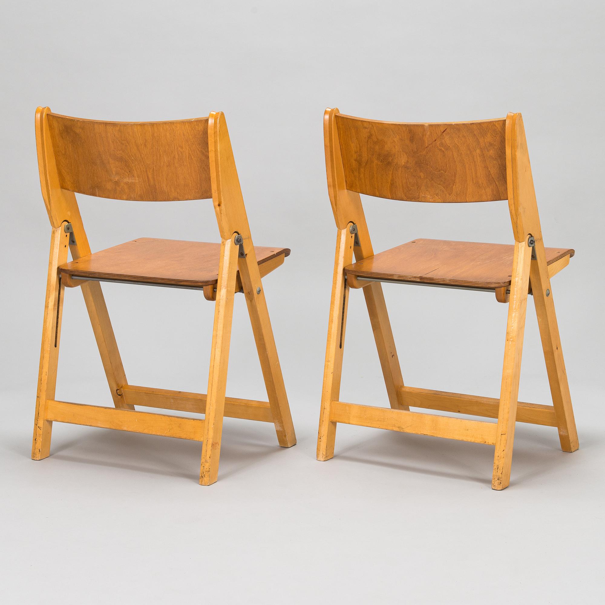Six 1960s folding chairs for SOK Vaajakosken tehtaat.