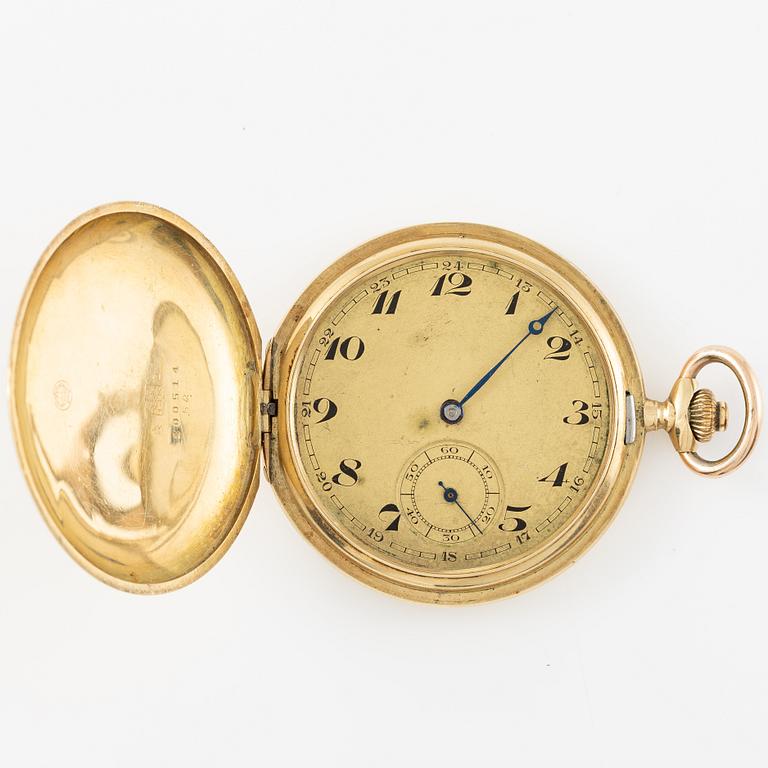 Pocket watch, 14K gold, hunter, 51 mm.