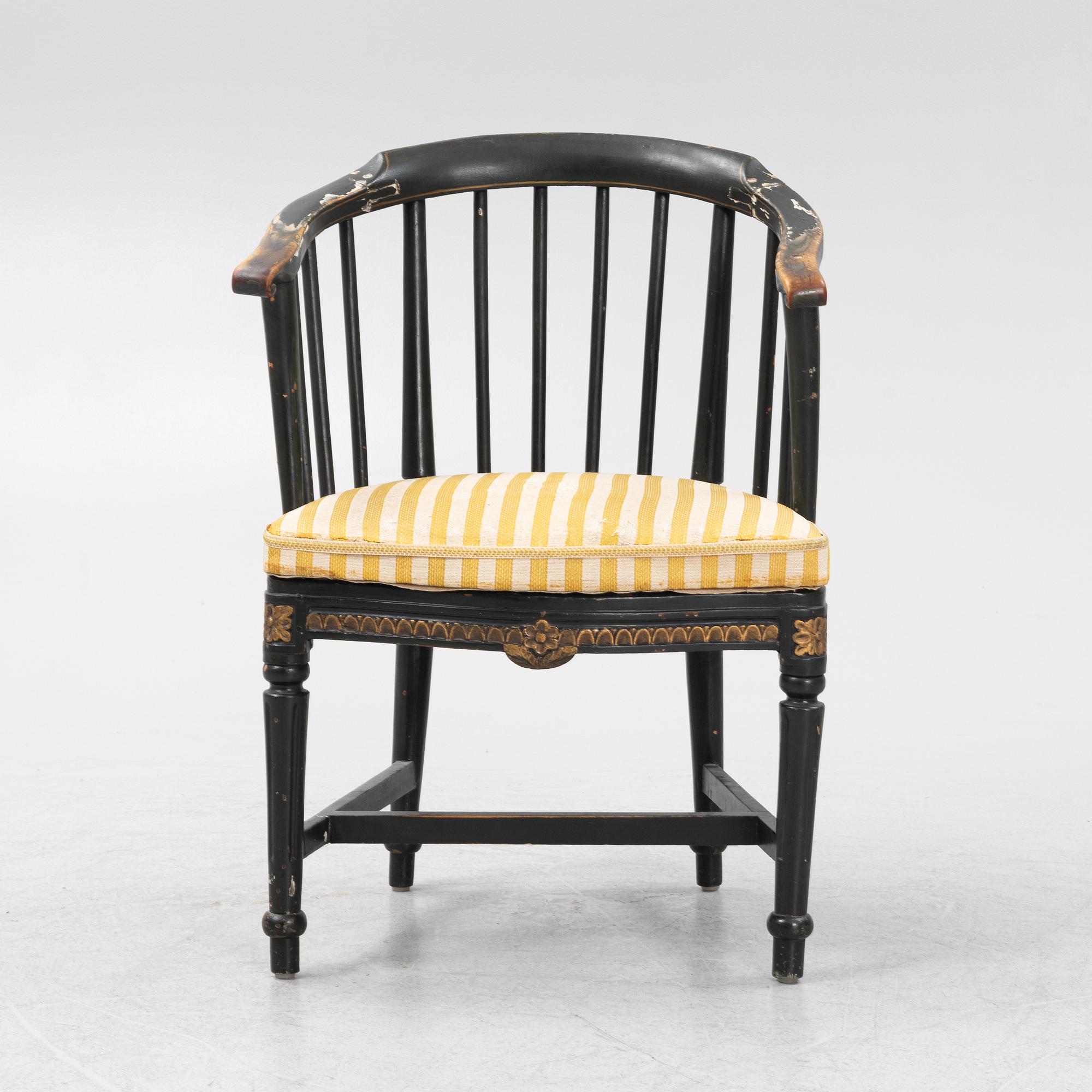 A painted Gustavian armchair, 18th Century.