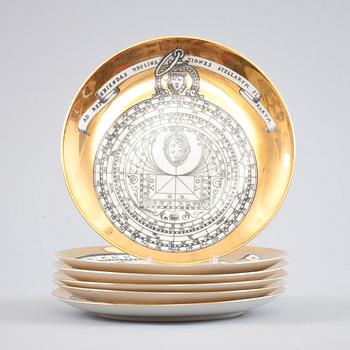 TALLRIKAR, 6 st, porslin, "Astro labio", Fornasetti.