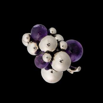 GEORG JENSEN, A RING, "Moonlight grapes", silver, amethysts.