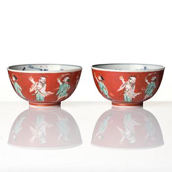 A group of five 'immortals' bowls, Meiji (1868-1912).