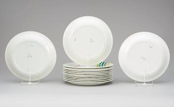 A Stig Lindberg set of 14 'Löja' plates, Gustavsberg 1948-62.