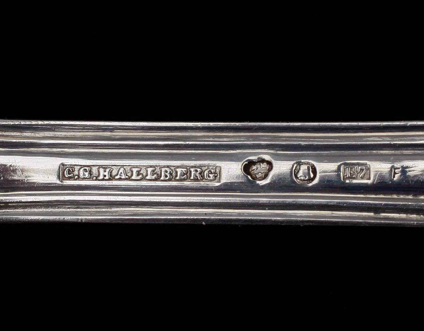 BESTICKSERVIS, 66 delar, silver, CG Hallberg, Stockholm 1907. Totalvikt ca 4600 gram.