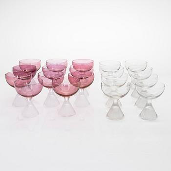 Tapio Wirkkala, a set of 'Briljant' glasses, 11 + 8 pcs, latter half of the 20th Century.