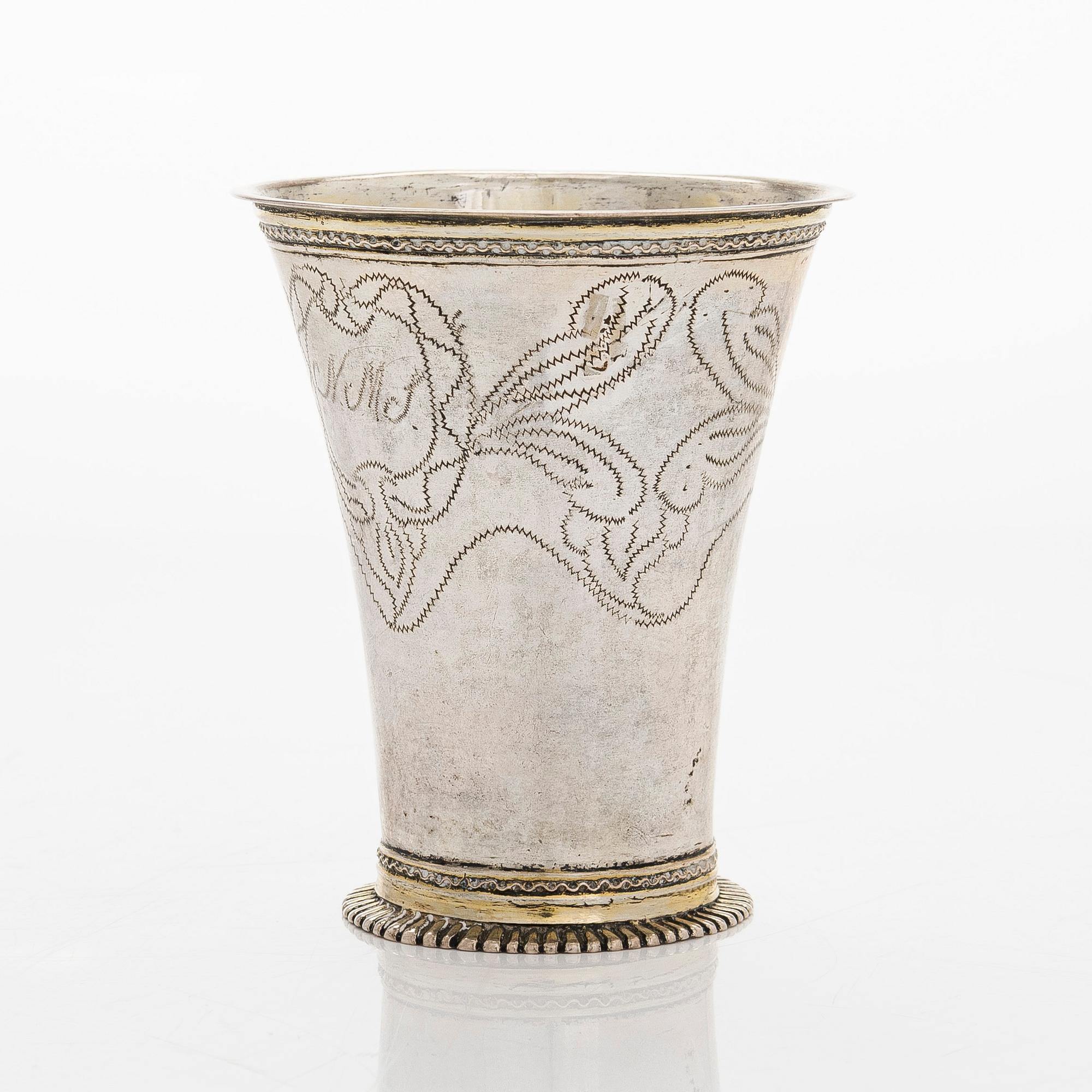 A Swedish 18th century parcel-gilt silver beaker, mark of Martin Bernström, Härnösand (active 1742-1779 (1782)).