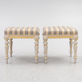 A pair of Gustavian style stools, 19th century.