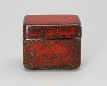 A Hans Hedberg faience box with cover, Biot, France.