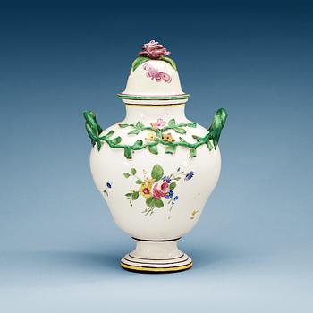 662. A Swedish Marieberg faience jar with cover, 18th Century.