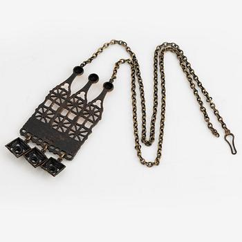 Pentti Sarpaneva, halsband samt ring, brons,