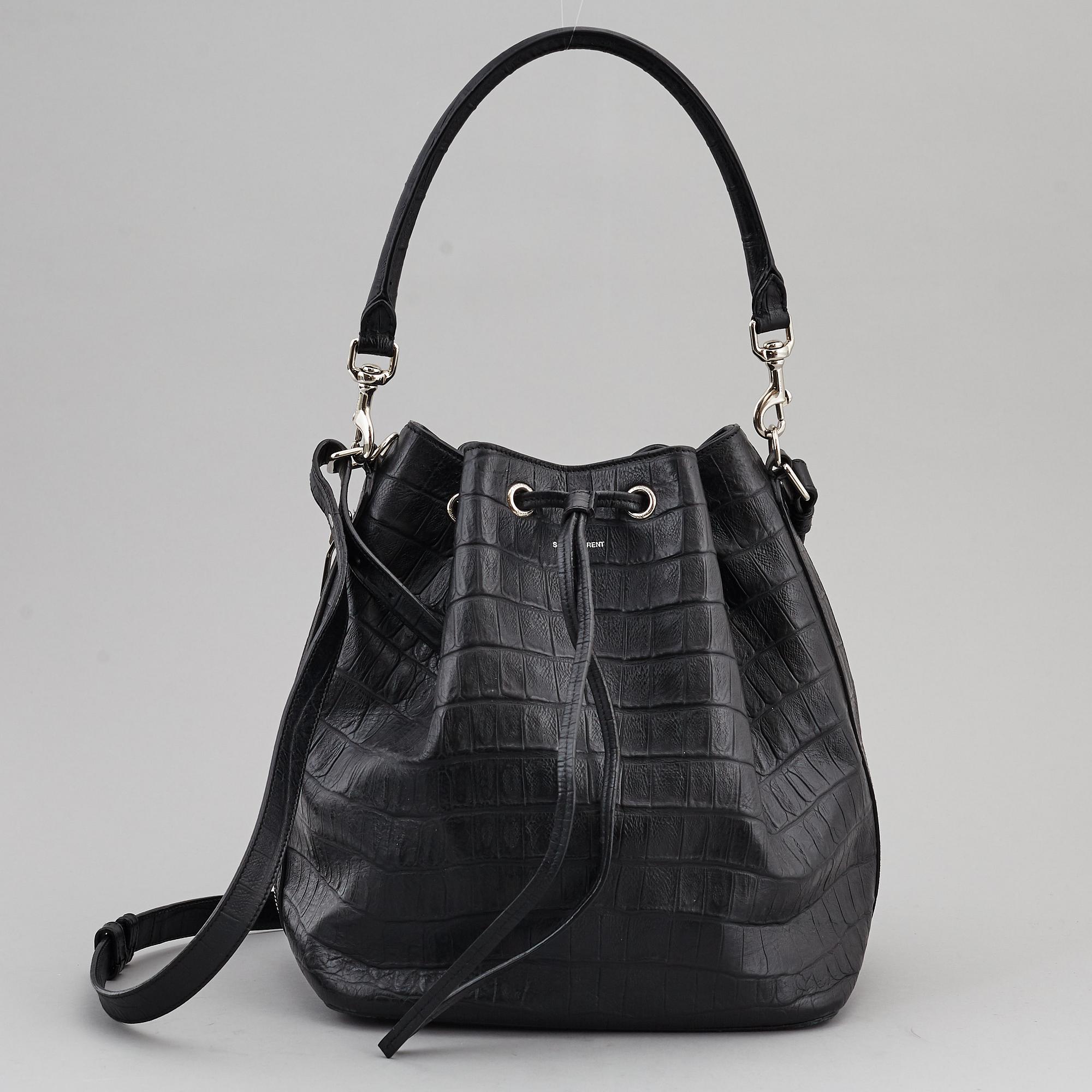 YVES SAINT LAURENT, a black leather 'Emmanuelle' bag.