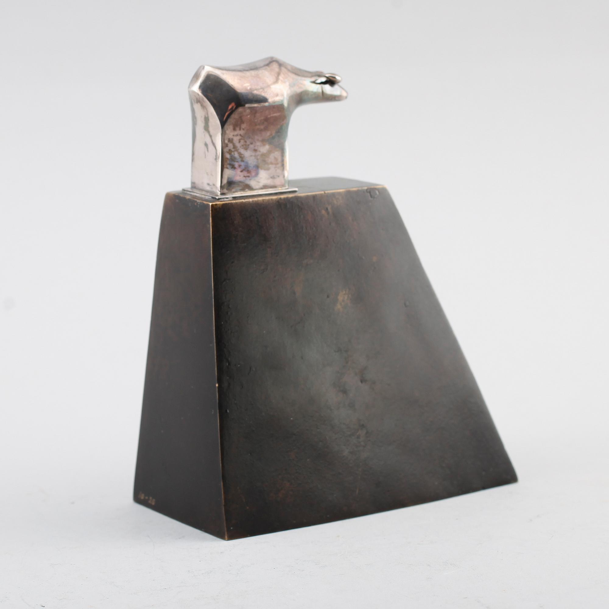 SKULPTUR, silver och patinerad metall, Gunnar Cyrén, 1990, numrerad 10-20.