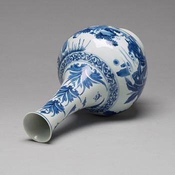 A Transitional blue and white bottle vase, 17th Century.