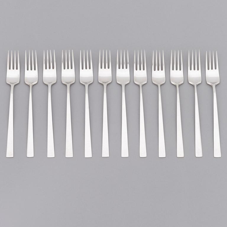 BERTEL GARDBERG, a 108-piece set of "Birgitta" silver cutlery, marked BG, Hopeatehdas oy, Helsinki 1956-61.