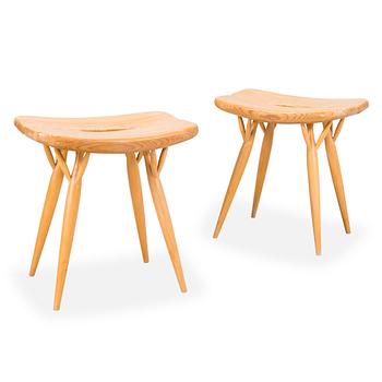 369. Ilmari Tapiovaara, A pair of 1950s 'Pirkka' stools for Asko Finland.