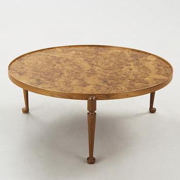A Josef Frank walnut and burled wood sofa table, model 2139, post 1985.