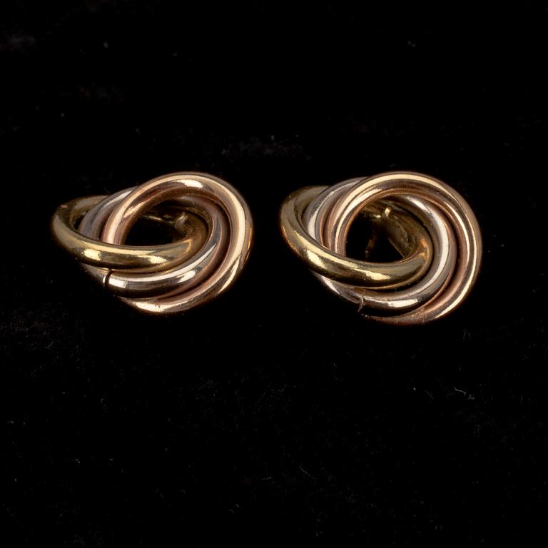 ÖRHÄNGEN, "trinity" flerfärgsguld 18K. Italien. Vikt 3,3 g.