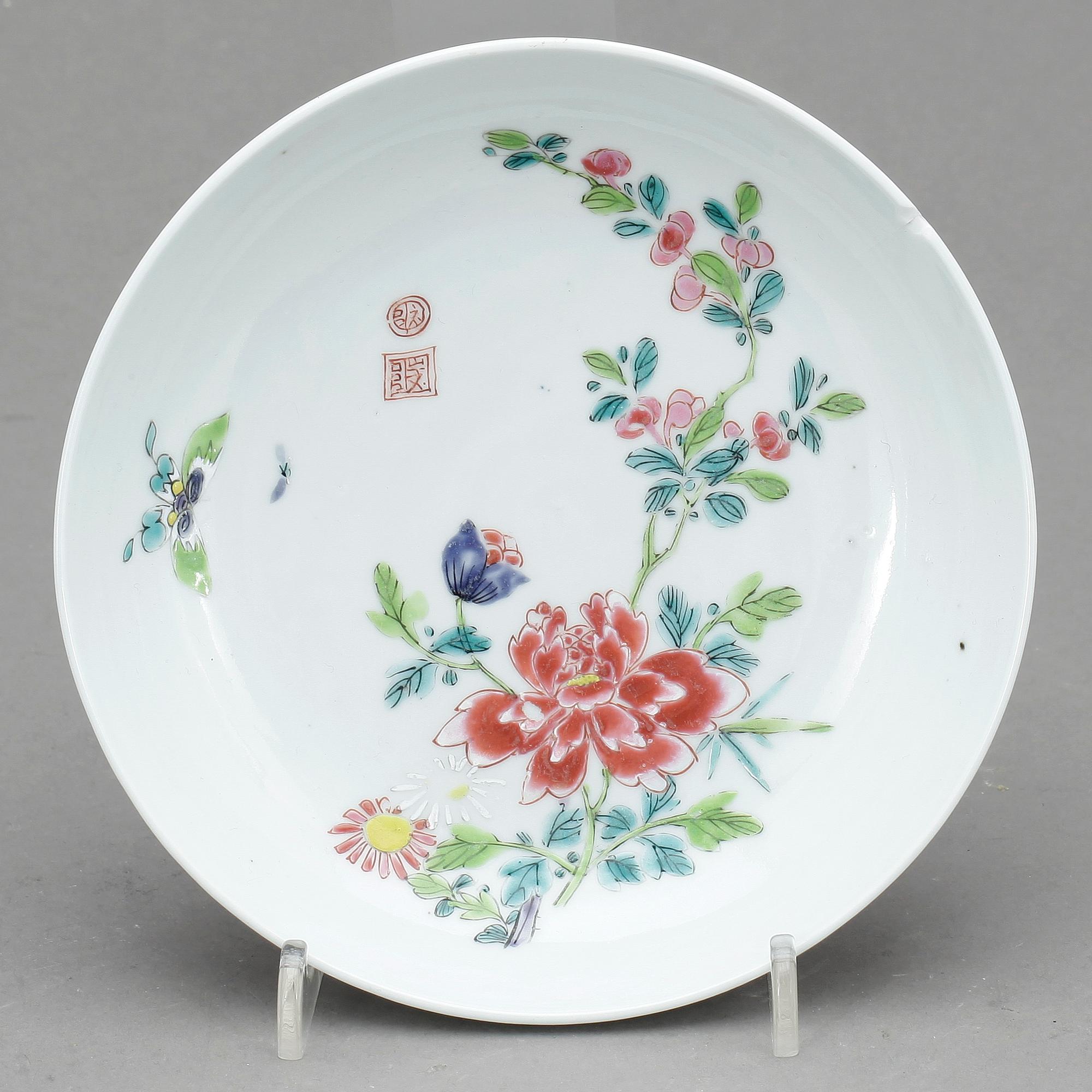FAT, porslin, famille rose, Qing dynastin (1644-1912), med Yongzhengs sex karaktärers märke.