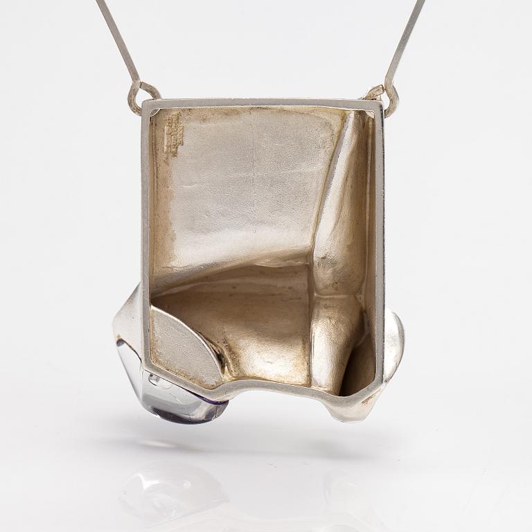 Björn Weckström, "Monolit" a sterling silver and acrylic necklace. Lapponia 1974.