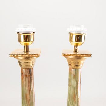 Table lamps, a pair, onyx, 70s.