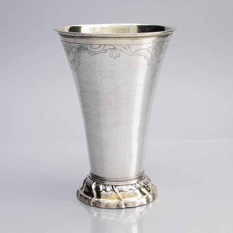 A Swedish parcel-gilt silver beaker, mark of Henrik Christoffer Klint the elder, Stockholm, Sweden 1765.