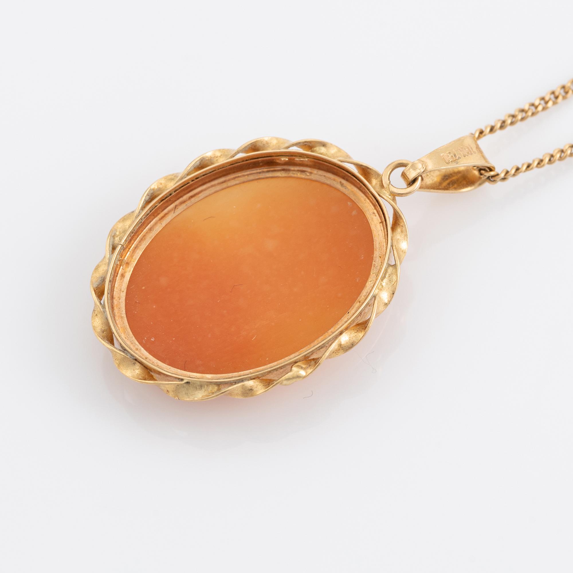 Smyckesset, 3-delar, guld med snäcklascamé.