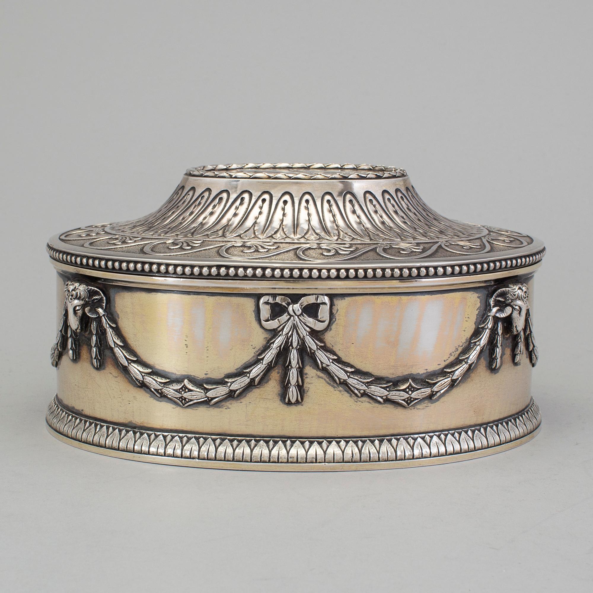 A Swedish 19th century parcel-gilt casket, marked CG Hallberg , Stockholm 1898.