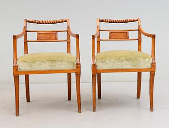 KARMSTOLAR, 1 par, senempire, 1800-talets mitt.