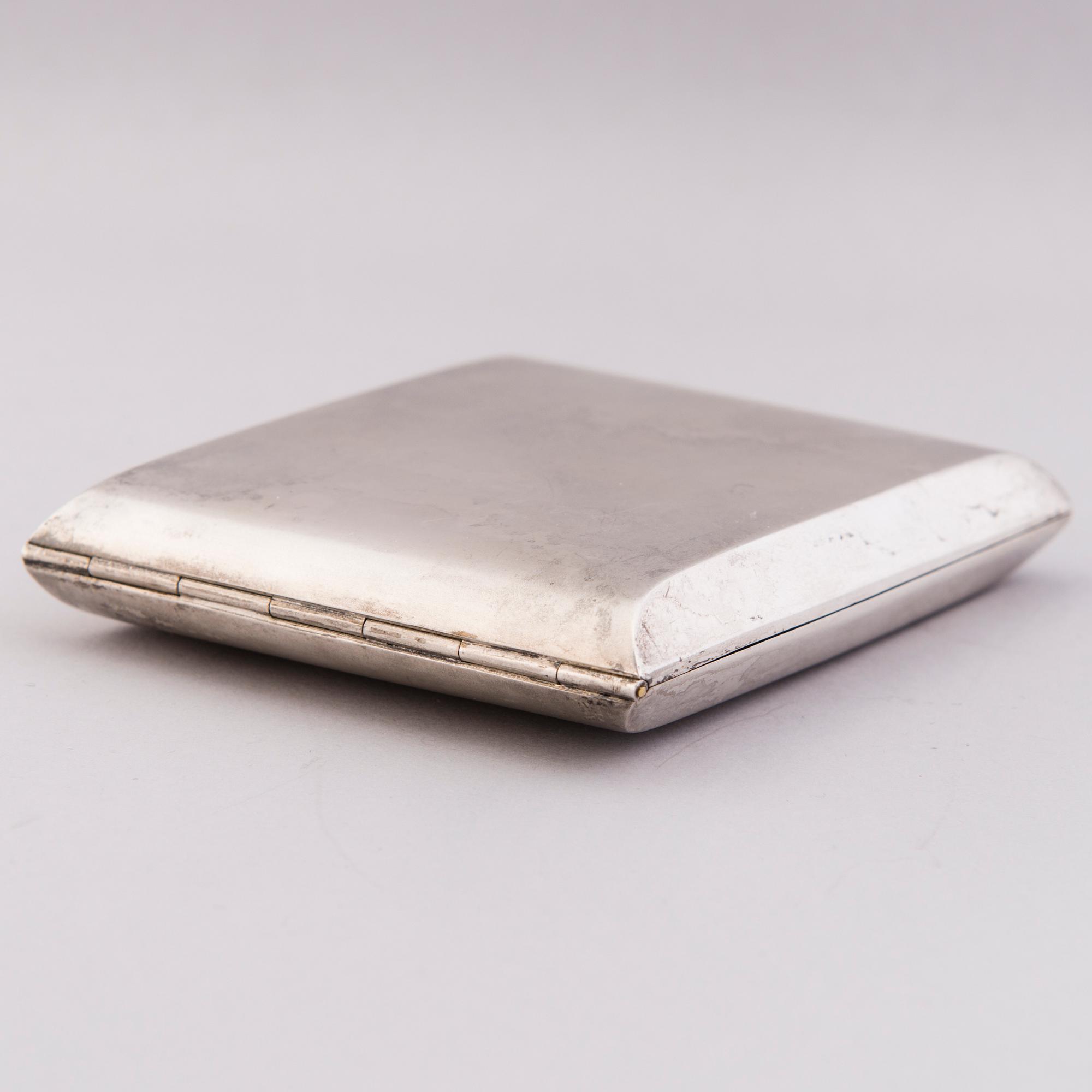 CIGARETTE CASE, silver, Auran kultaseppä, Turku 1951 and CUFFLINKS, silver, Japan late 19th century.