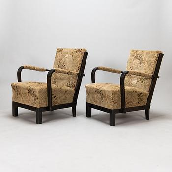 A pair of 1930s 'Panu' armchairs model 234, Asko Finland.