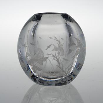 EDWARD HALD, VASE, glass, signed Orrefors Graal Nr 1550 Edward Hald.