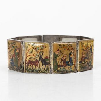 A silver and mother-of-pearl bracelet, Persia, circa 1900.